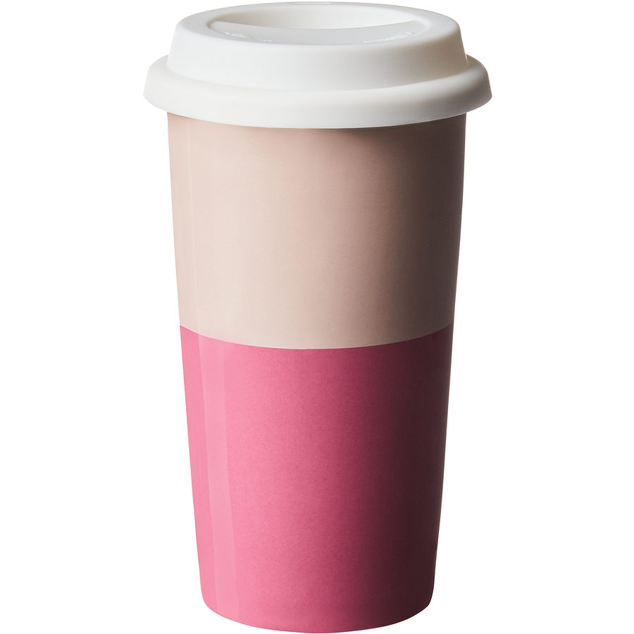 Ceramic Coffee Mug With Silicone Lid and Heatband, Travel Coffee
