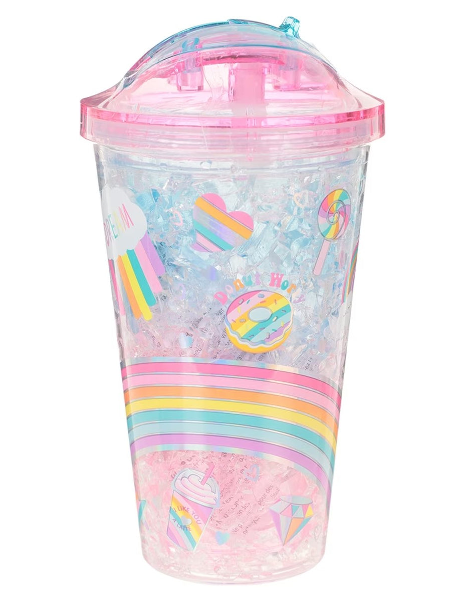 Hot Sale New Creative Fashion Colorful Fruit Slippery Ice Cups, Cute  Cherry, Strawberry 450ml Double Discoloration Plastic Water Juice Cup Straw  Portable Ice Cups, Summer Students Cold Cups, Fruit Party Carnival