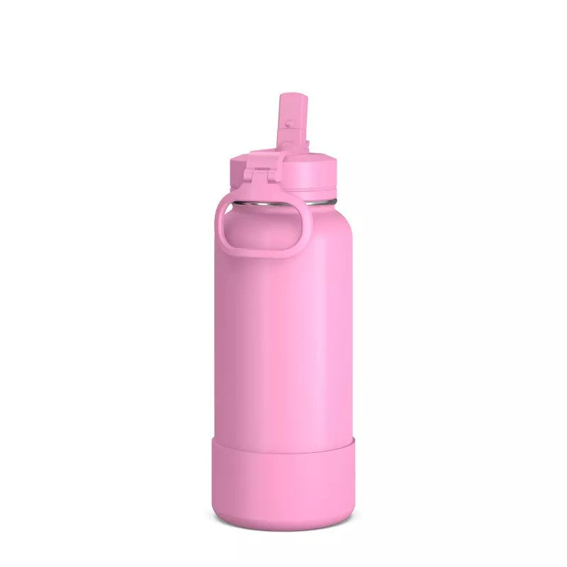 1pc Pink Time Marked Water Bottle, Transparent With Portable Strap And  Large Capacity For Outdoor Sports