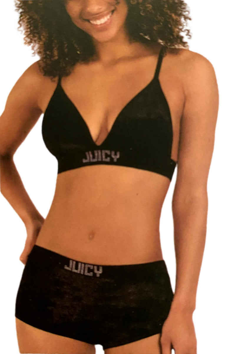 Juicy Couture Women 3XL Sports Bra with Rhinestones Purple and Black 2 Pack