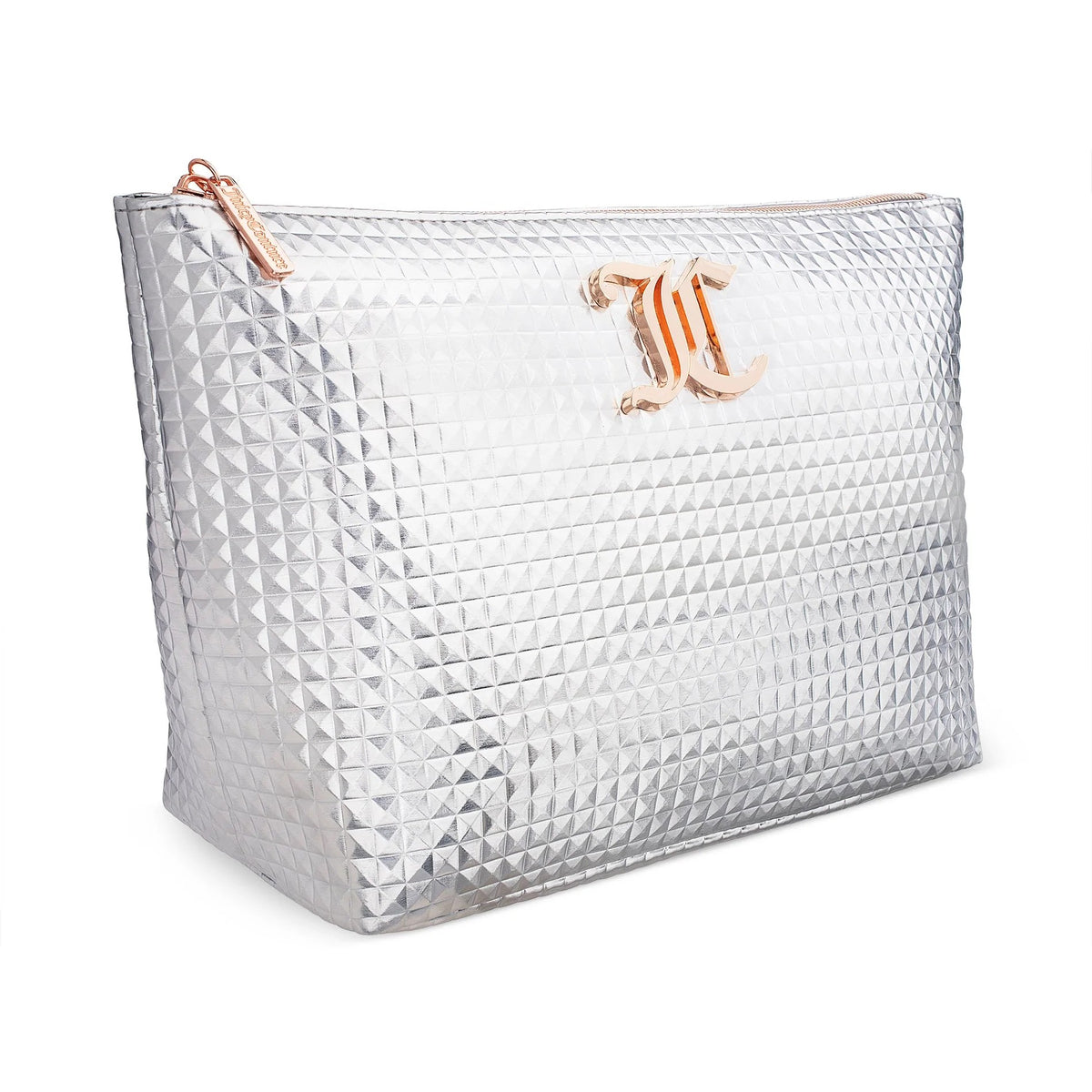 Juicy Couture Monogram Silver Prism Wedge Zip Travel Cosmetic Bag – Aura In  Pink Inc.