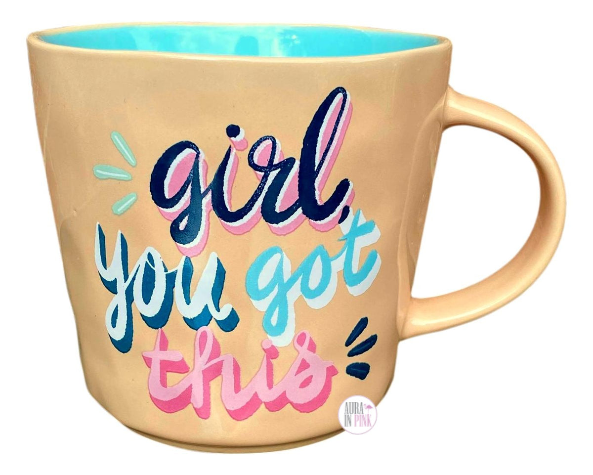 Amici Home grl Pwr Girl Power Coffee Mug, Pink Handle, Lettering