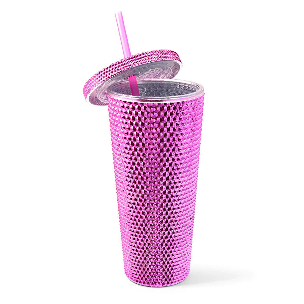 West & Fifth Extra Large Diamond Studded Tumbler - Iridescent Pink – Aura  In Pink Inc.