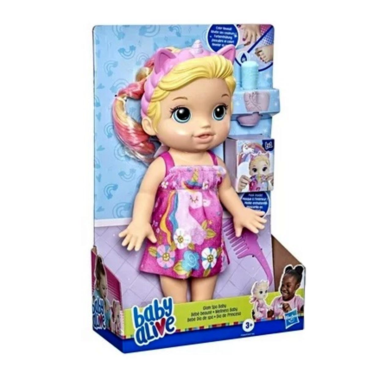 Baby Alive Glam Spa Baby Doll Blonde Aura In Pink Inc