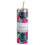 Manna Watermelon Slices Tropical Foliage Skinny Stainless Steel Tumbler w/Straw