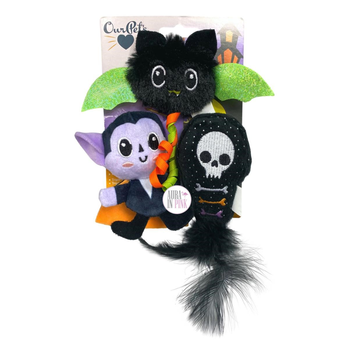OurPets Dracula s Lair Halloween 3 Pc Crinkle Plush Catnip Cat Toy Set