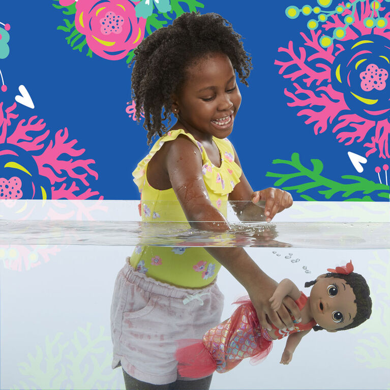Baby Alive Shimmer n Splash Meerjungfrau Orange Aura In Pink Inc