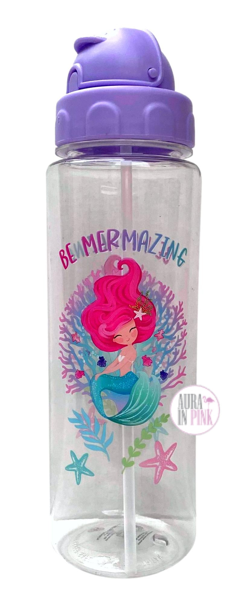 Love Bottle reusable glass water bottle, mermaid, purple