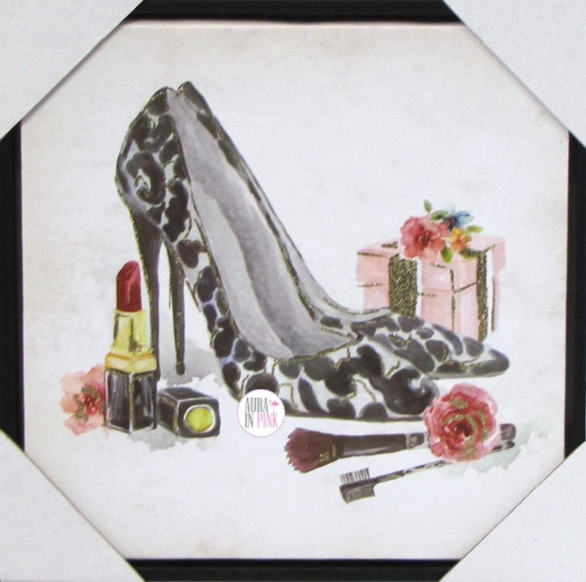 High Heel with Pink Flowers Wall Art, Canvas Prints, Framed Prints