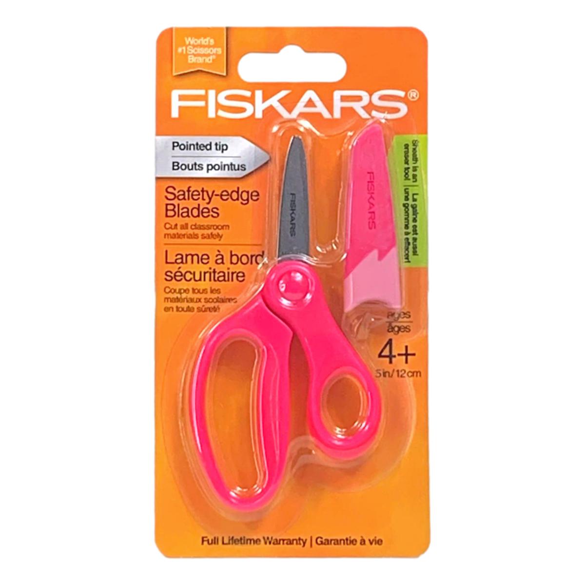 2) Fiskars Scissors for Kids 5 Inch Heavy Duty Safety Pointed Tip Pink