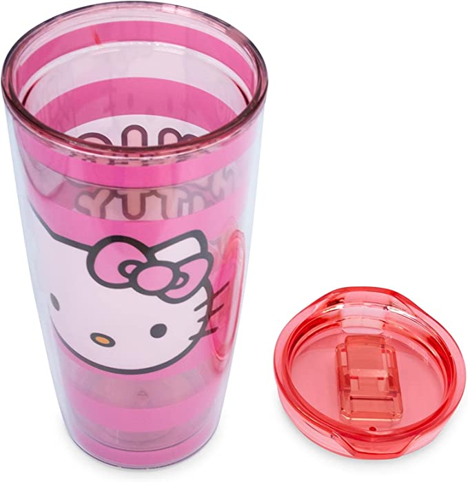 Hello Kitty By Sanrio White Polka Dot Pink Double Wall Tumbler w