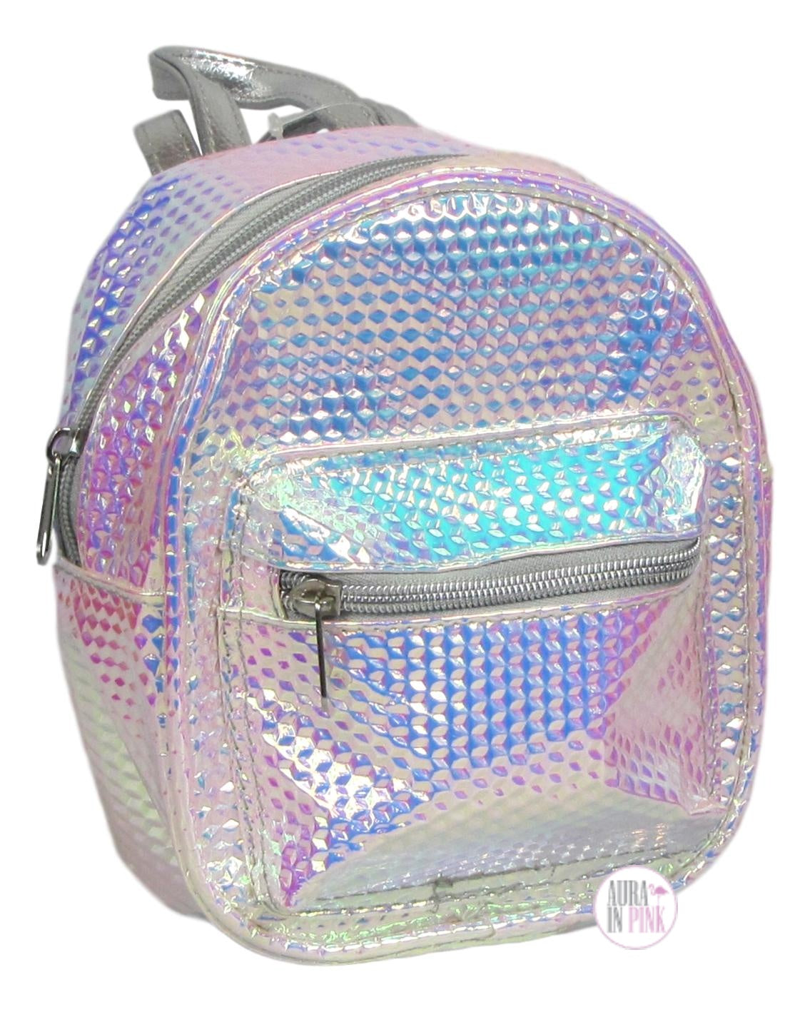 Iridescent Lavender Shimmer Quilted Mini Backpack Bag – Aura In Pink Inc.