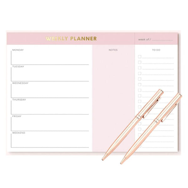 Ellie Rose  Weekly Planner Pad & 2 Rose Gold Pens