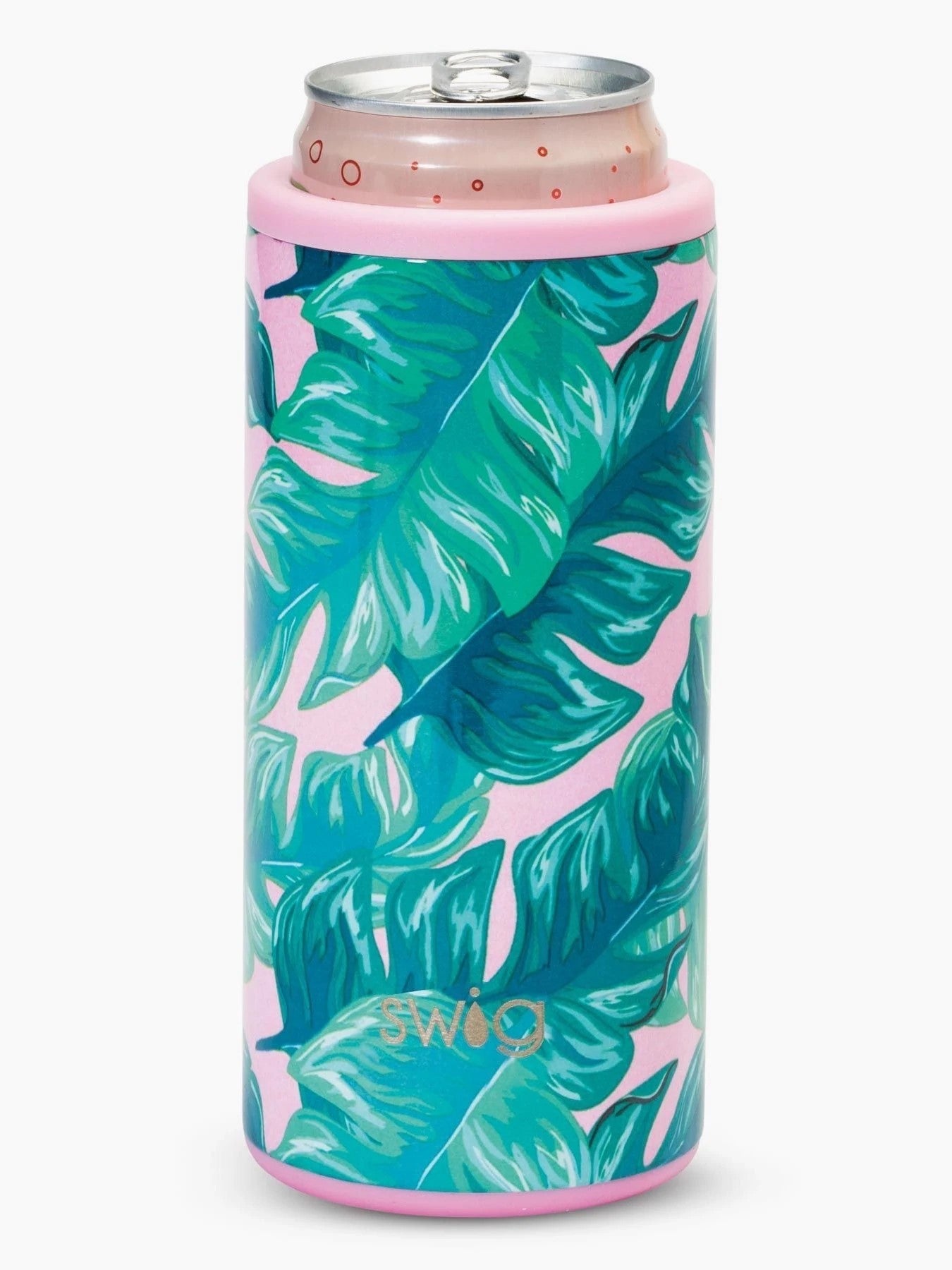 12oz Swig Skinny Can Cooler-Pink Lemonade, Insulated Drinkware/Ice Trays