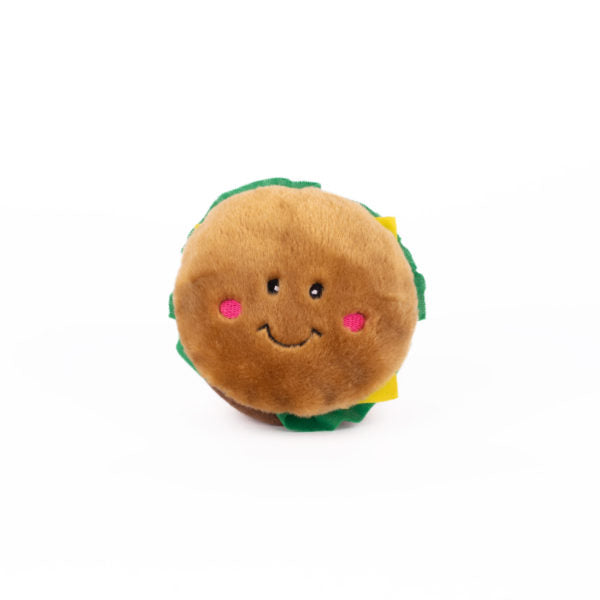 Zippy Paws NomNomz Hamburger Squeaky Plush Dog Toy Aura In Pink Inc
